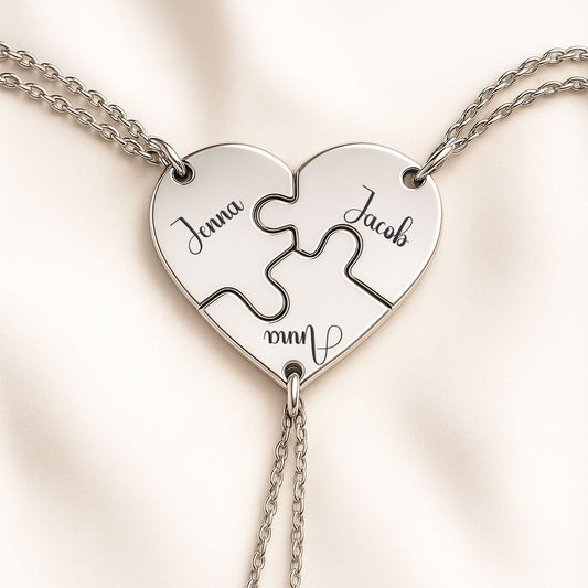 3 piece Family Necklace pendant silver