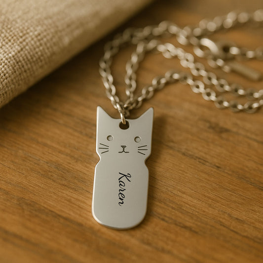 maneki neko cat engraved jewellery