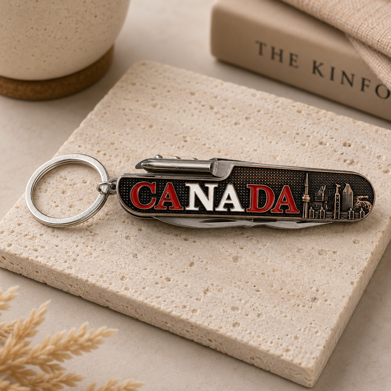Personalized Canada Multi Tool Keychain | Custom Engraved Pocket Knife Keychain for Dad | Father's Day Gift | Swiss Style Utility Knife | Canada Souvenir Gift