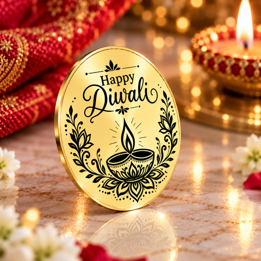 Affordable Happy Diwali Keepsake Coin – Gold & Silver Festival of Lights Gift for Family & Friends