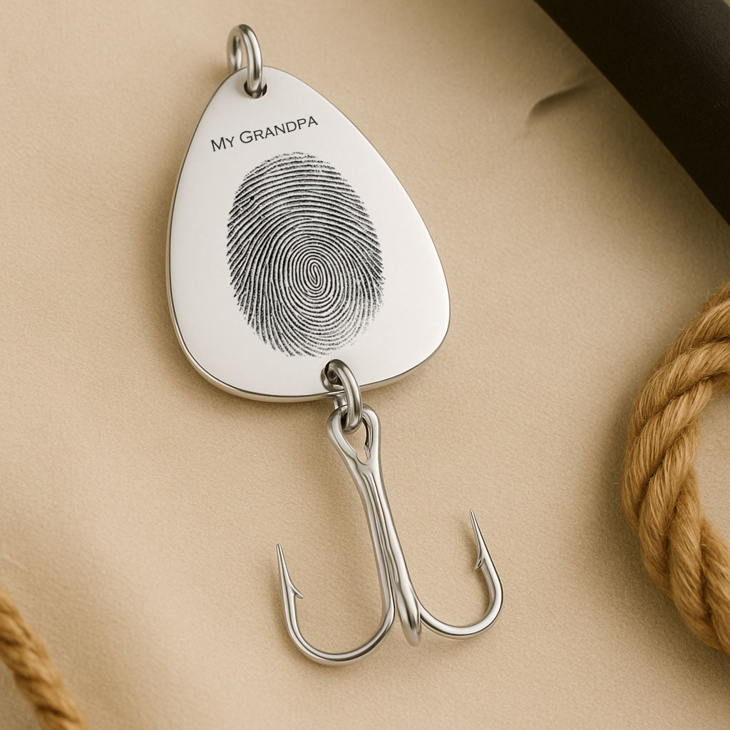 keepsake tHUMBPRINT eNGRAVED fISH hOOKS