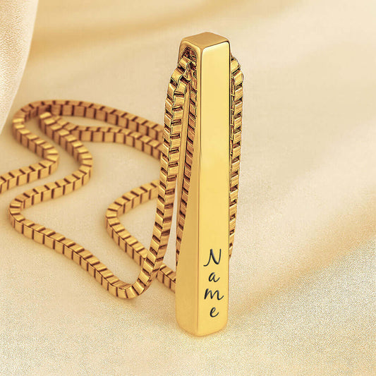 3D bar Gold
pendant custom engrave
