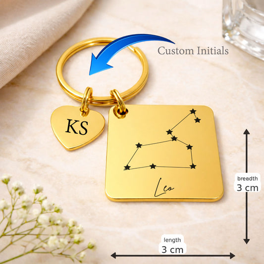 LEO zodiac sign Keychain GOLD