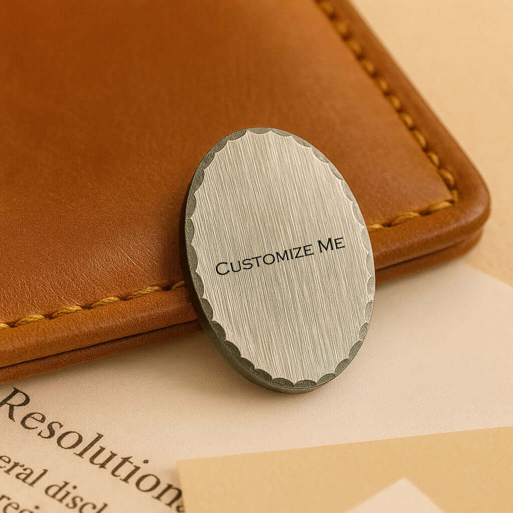 silver steel Oval Pocket Token