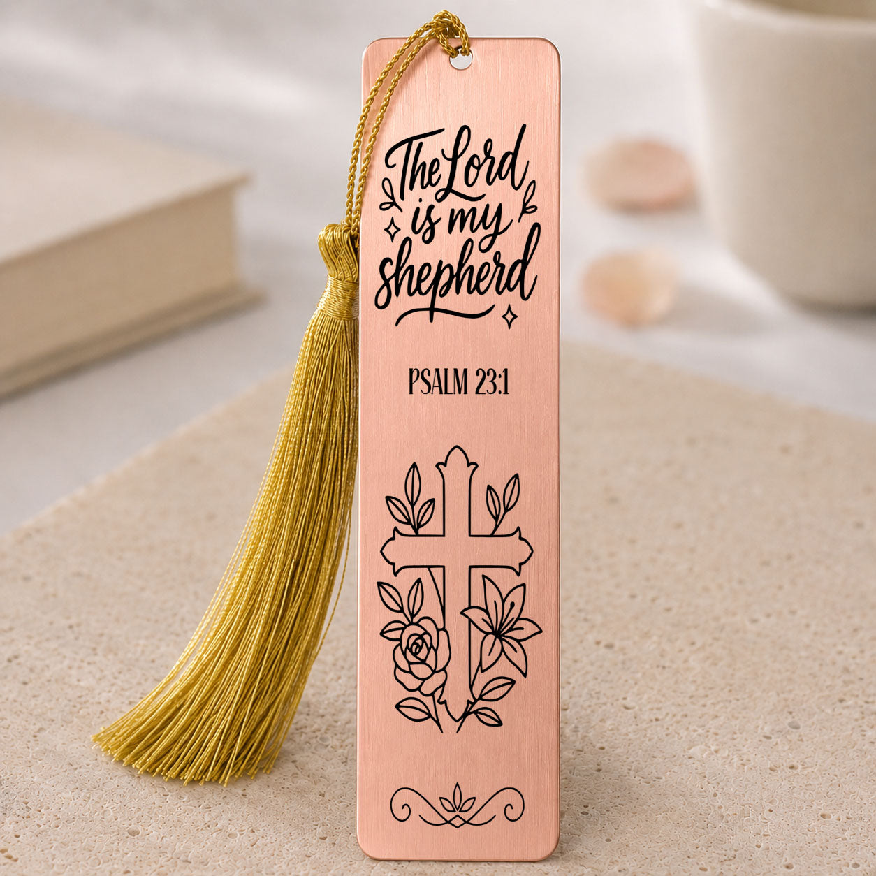 The Lord Is My Shepherd” Psalm 23:1 Christian Bookmark ROSE GOLD