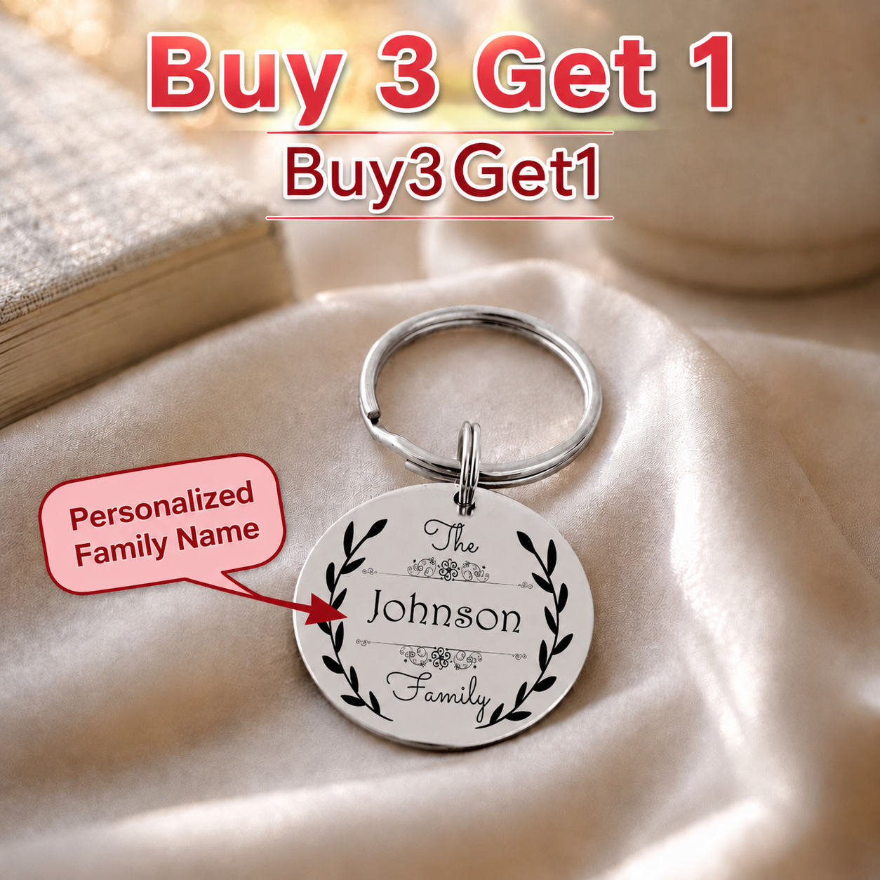 family name keychain buy 3 get 1 free
