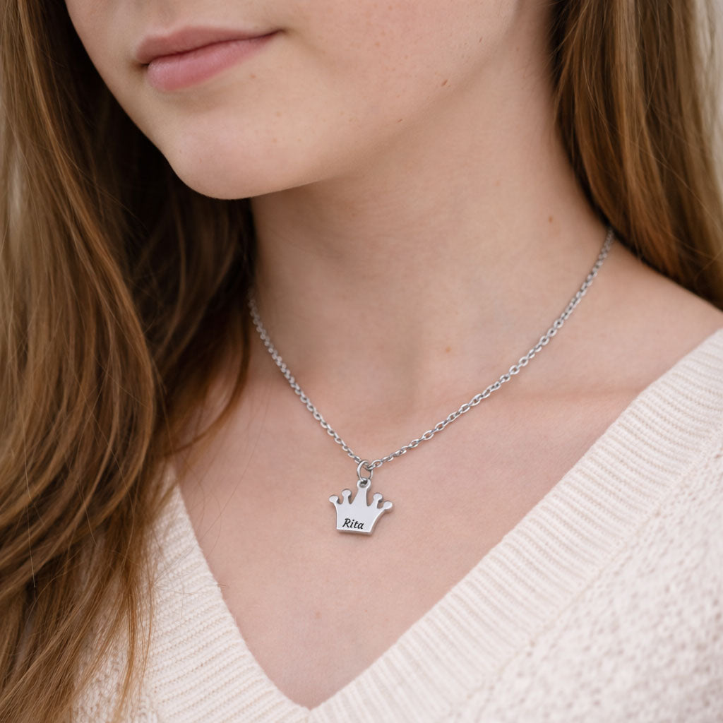 Gold crown pendant daughter birthday gift