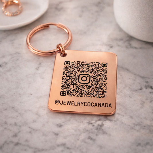 Custom Instagram scan code Keychain rose gold