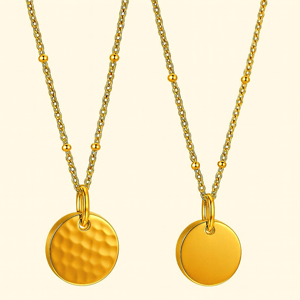 Customize Dainty Hammered Moon Phase Luna Pendant Necklace 1.4 cm Charms