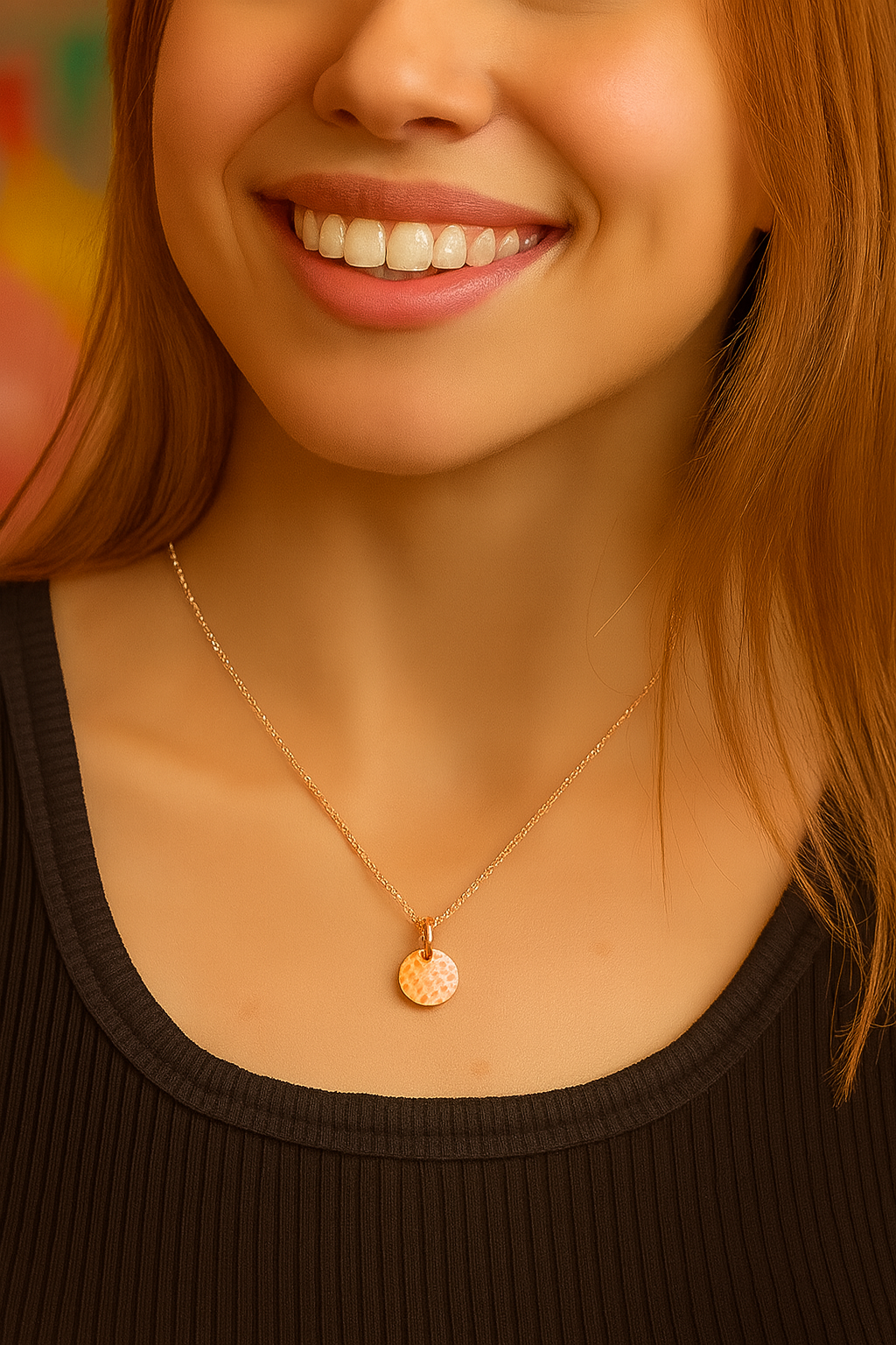 Hammered moon Luna Pendant Name Necklaces Rose Gold