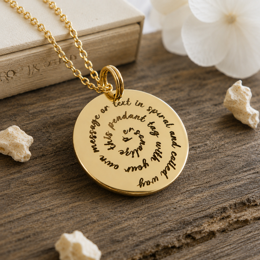 personalized spiral text custom necklace