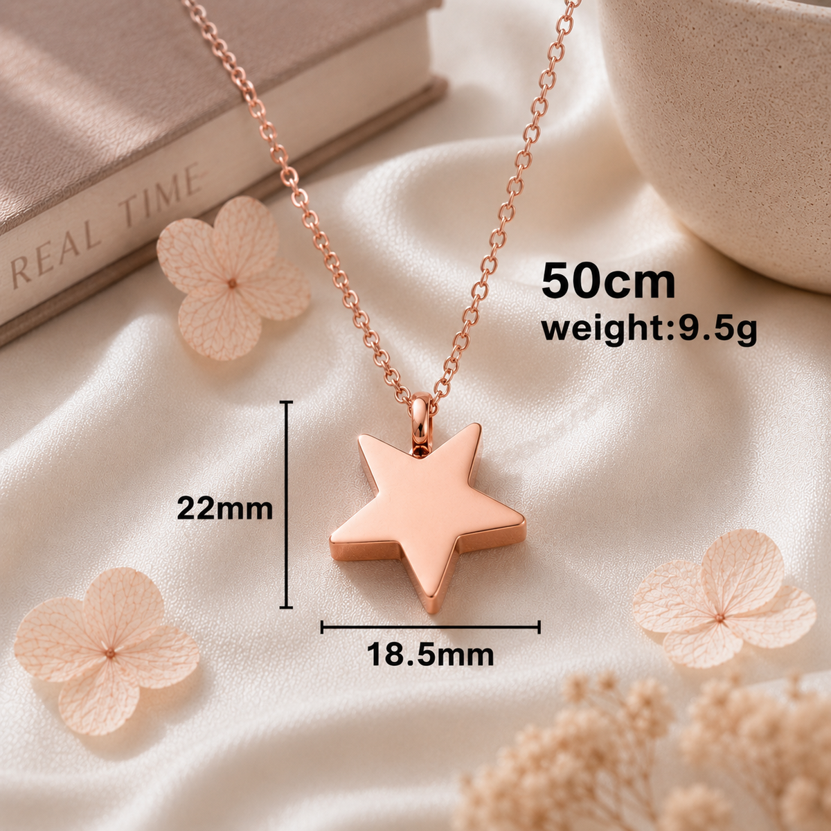 Pet Portrait & Pet Name Star URN Necklace pendant for pet lovers to store Ashes.