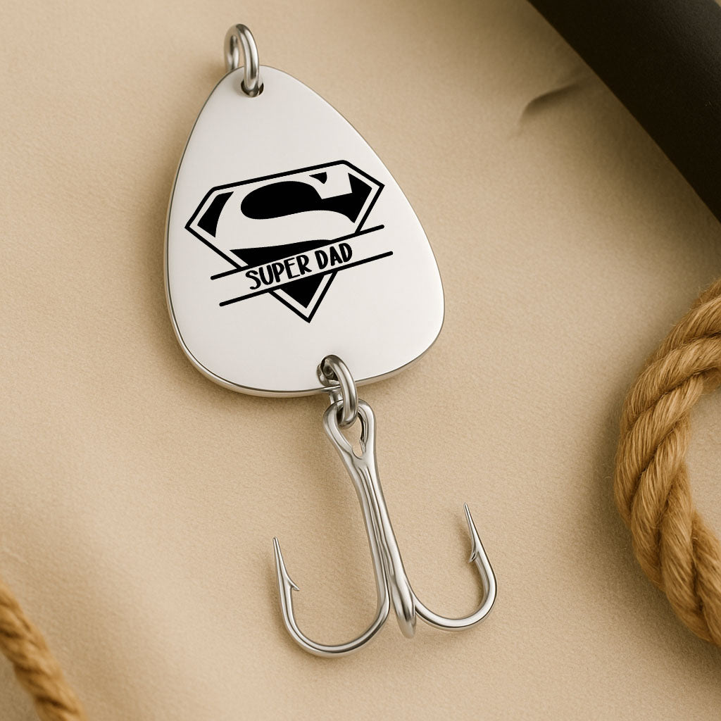Super Dad Engraved Fish Hook Lure – Personalized Fishing Gift for Dad on Father's Day