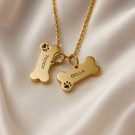 Dog Bone charm with Name Pendant

