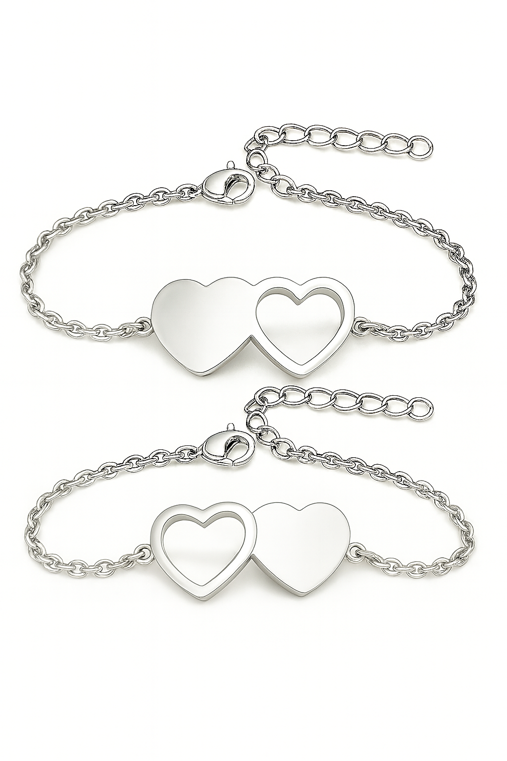 set of 2 bracelets for  sister or besties Silver Steel