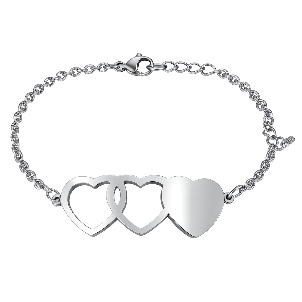 3 Heart Bracelet for 3 Sisters  and friends