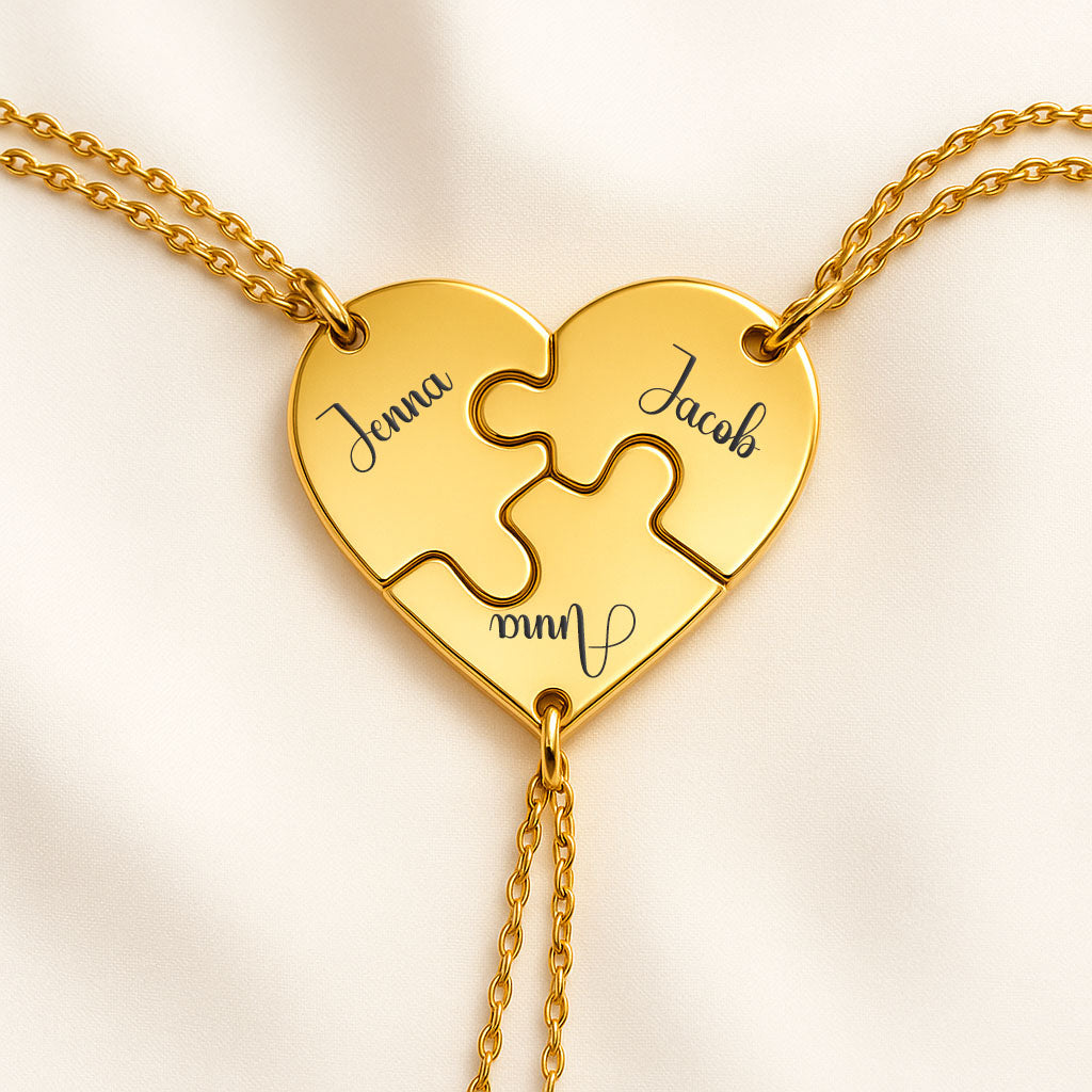 3 piece Family puzzle Necklace

