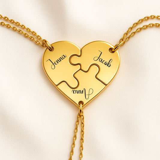3 piece Family puzzle Necklace
