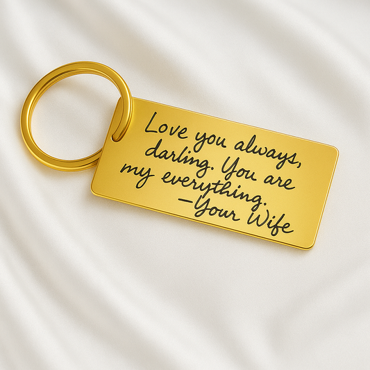 Actual Real Handwriting Engraved Keychain keyring jewelry