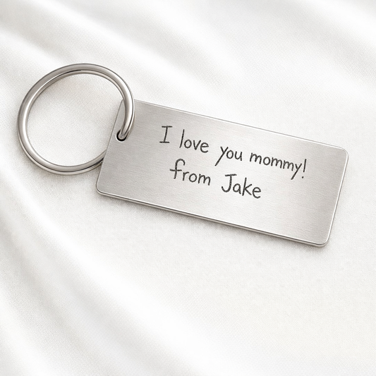Actual kids Handwriting Engraved Keychain