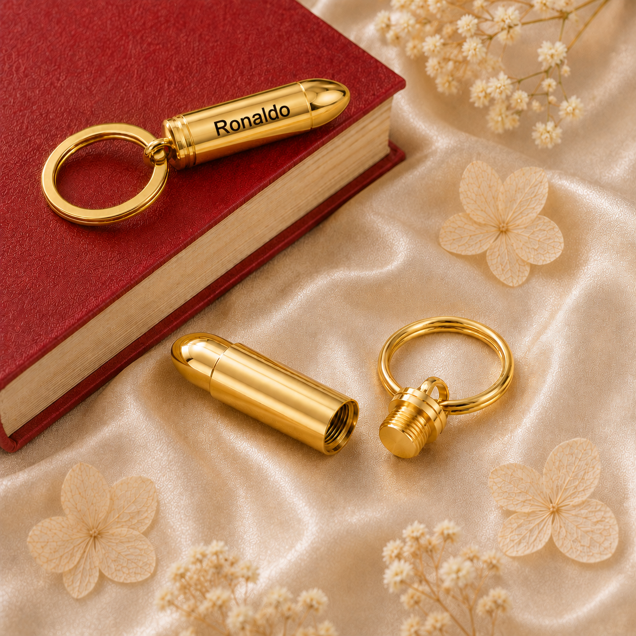 Personalized Cremation Ashes bULLET Keychain Urn