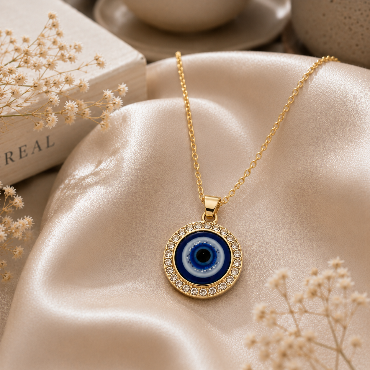 Personalized Evil Eye Necklace with Custom Initial Charm
