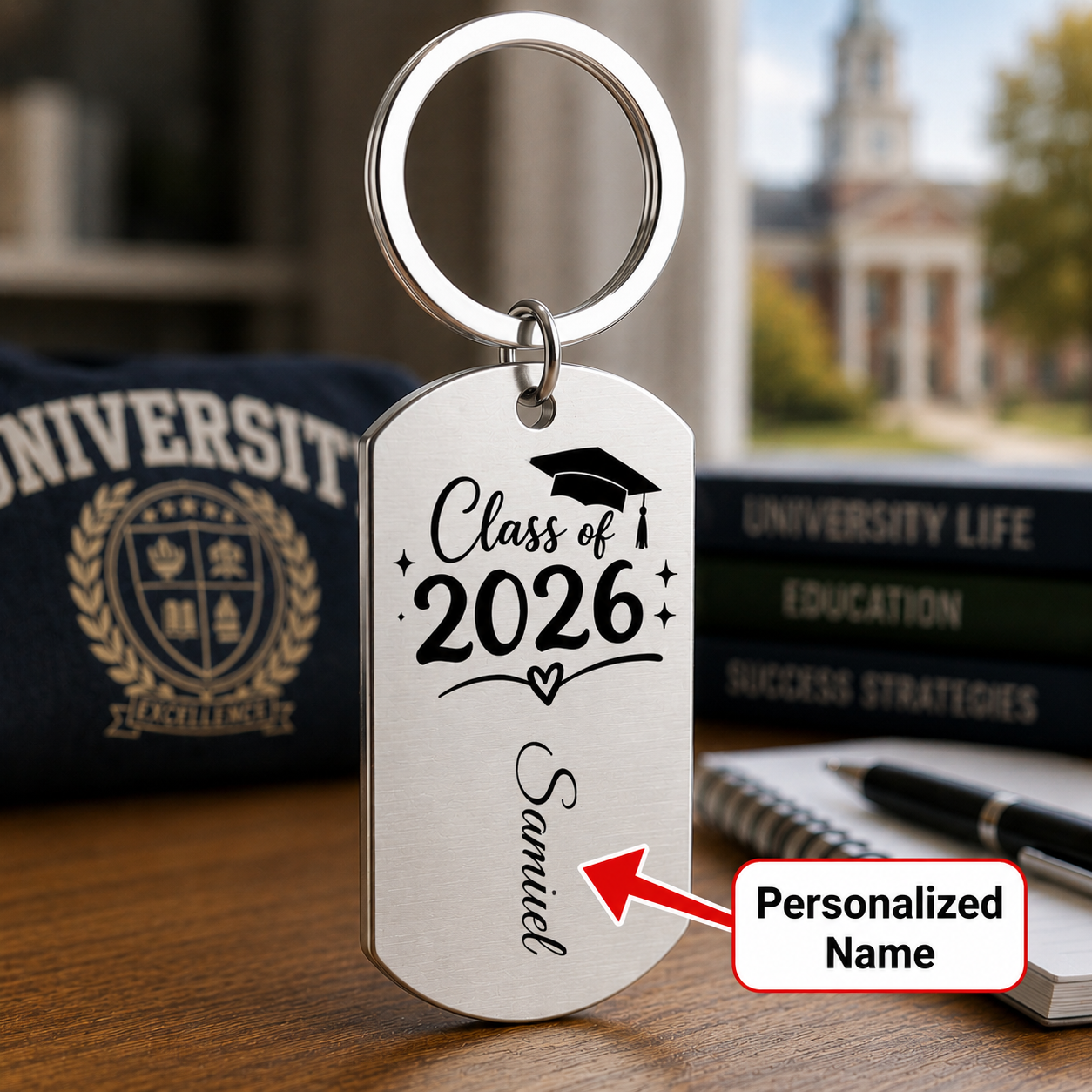Class of 2026 Graduation Gift with personalized Name keychain