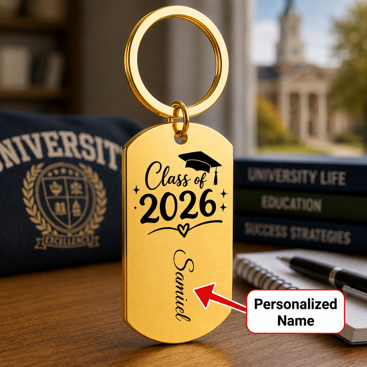 Class of 2026 Graduation Gift with personalized Name keychain