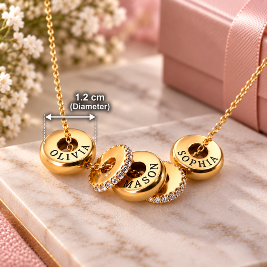 Crystal round disc family necklace