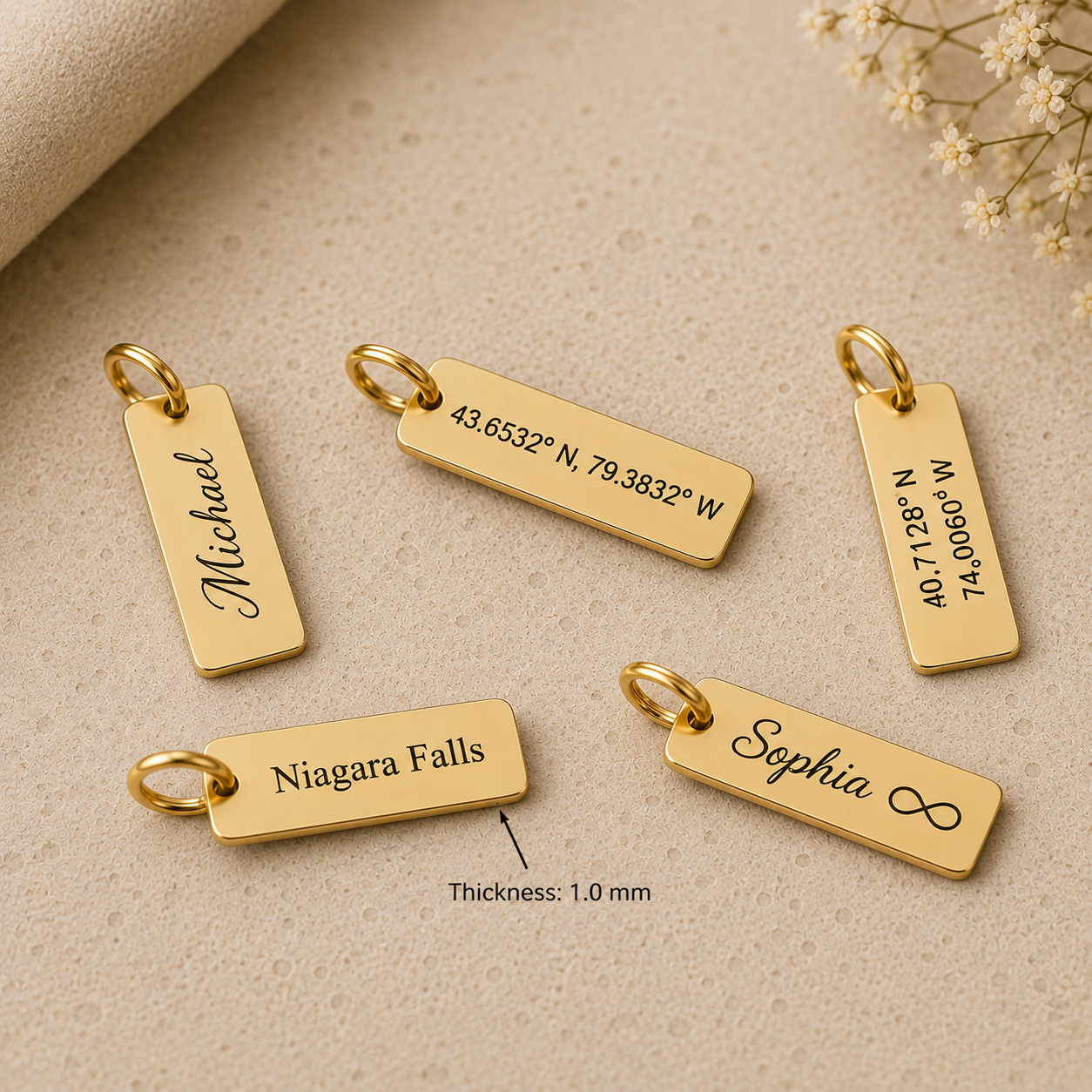 Custom Engraved Small Rectangle Charms