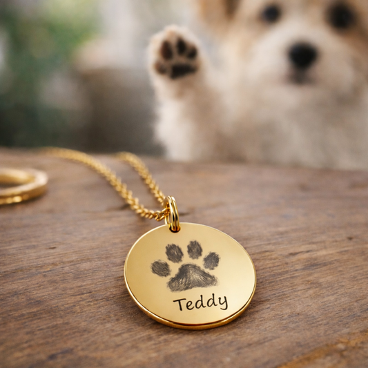 pet paw engraving on jewelry