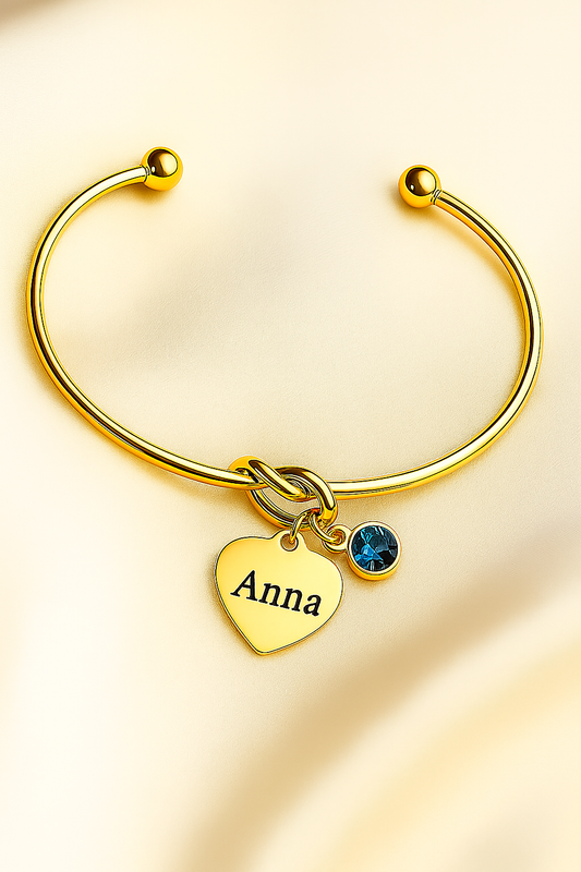 Heart charm Knot bracelet with birthstone