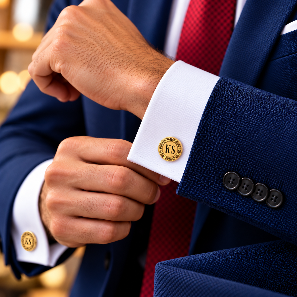 elegant monogram custom Initial Gold cufflinks