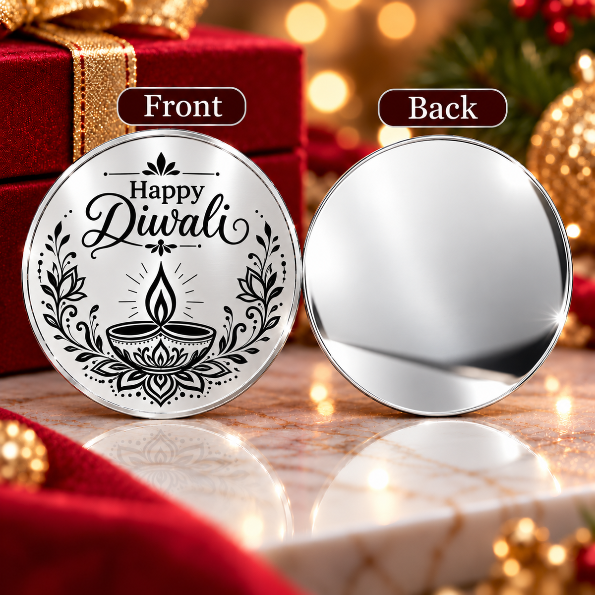 Affordable Happy Diwali Keepsake Coin – Gold & Silver Festival of Lights Gift for Family & Friends
