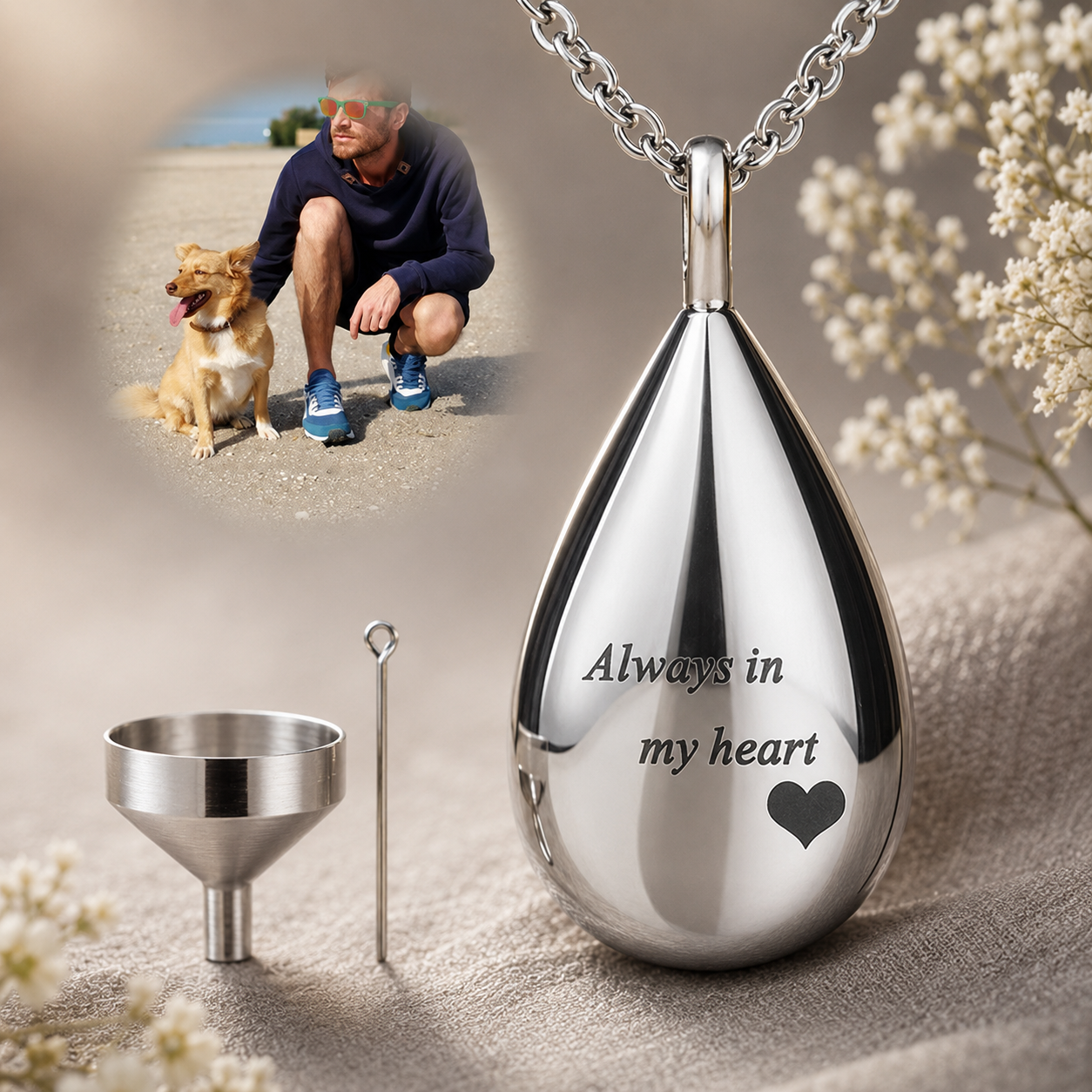 Tear drop urn necklace for ashes