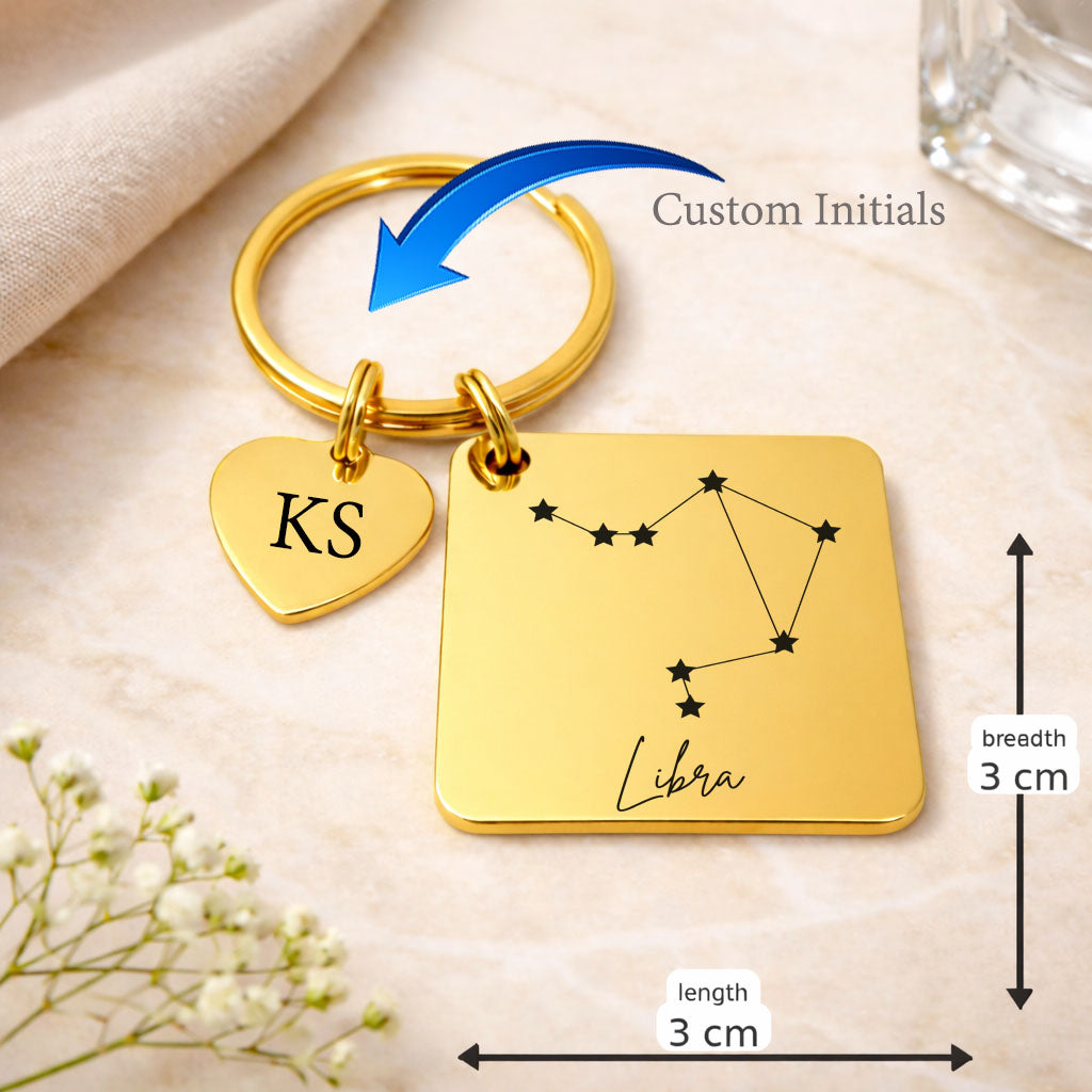 Libra zodiac sign Keychain Gold