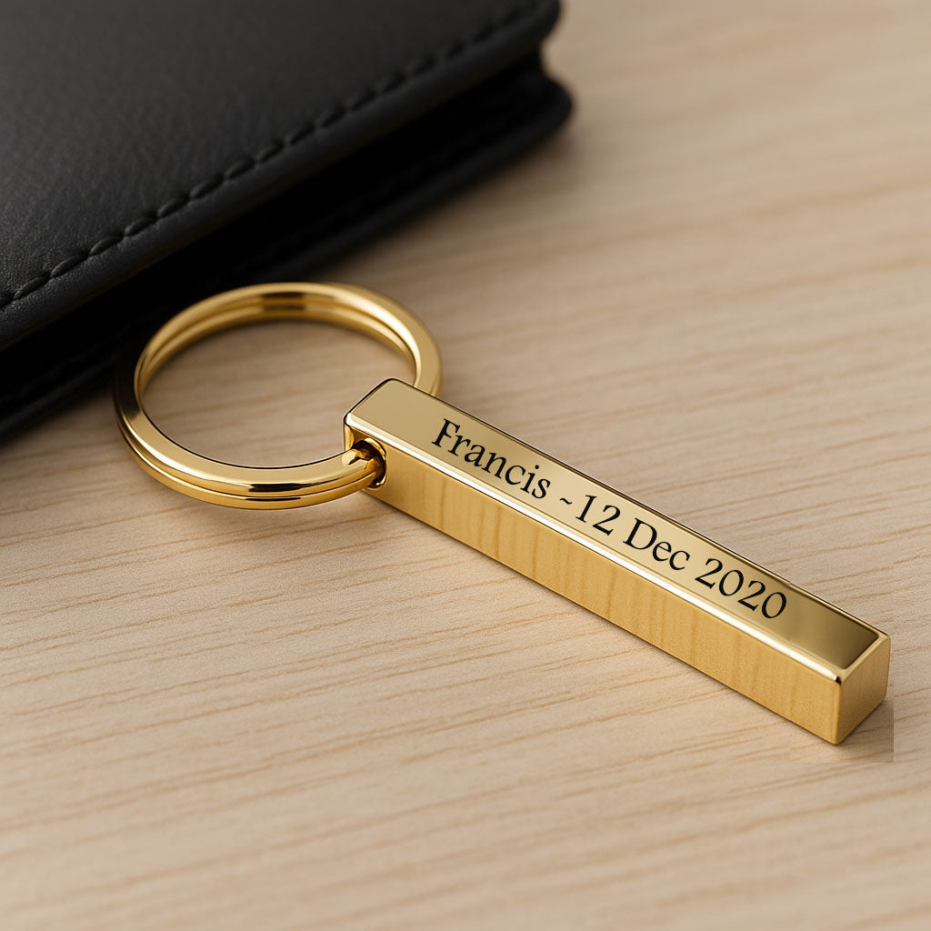 Name DATE bAR Pendant keyring
