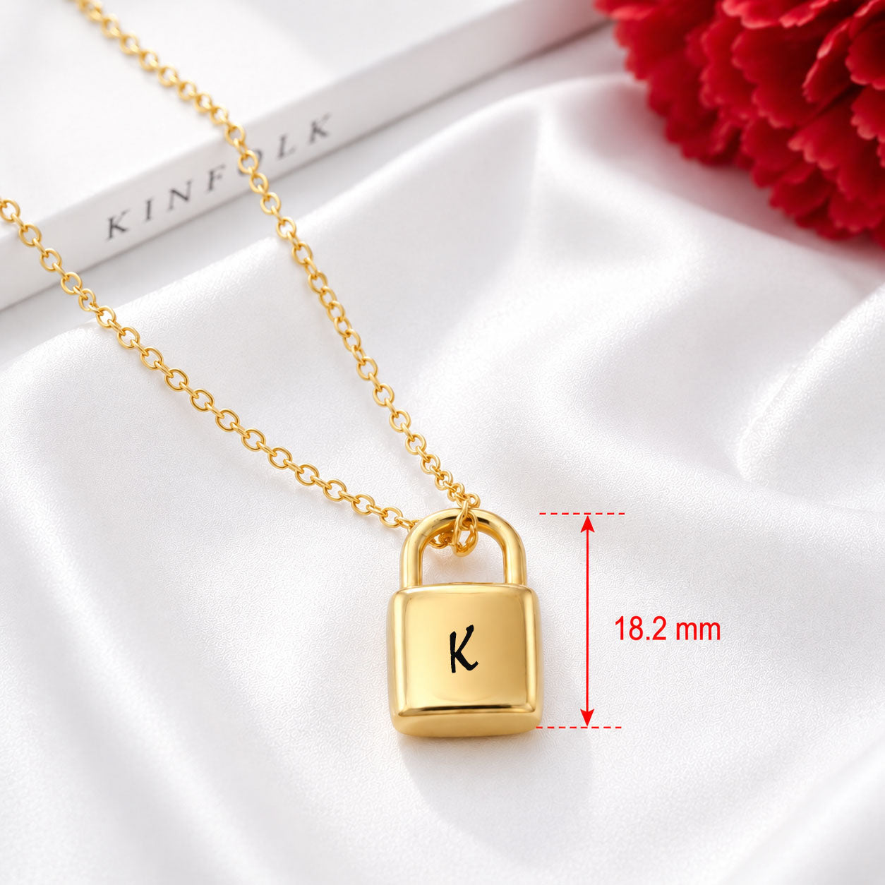 Personalized Lock Pendant Necklace Gold tone