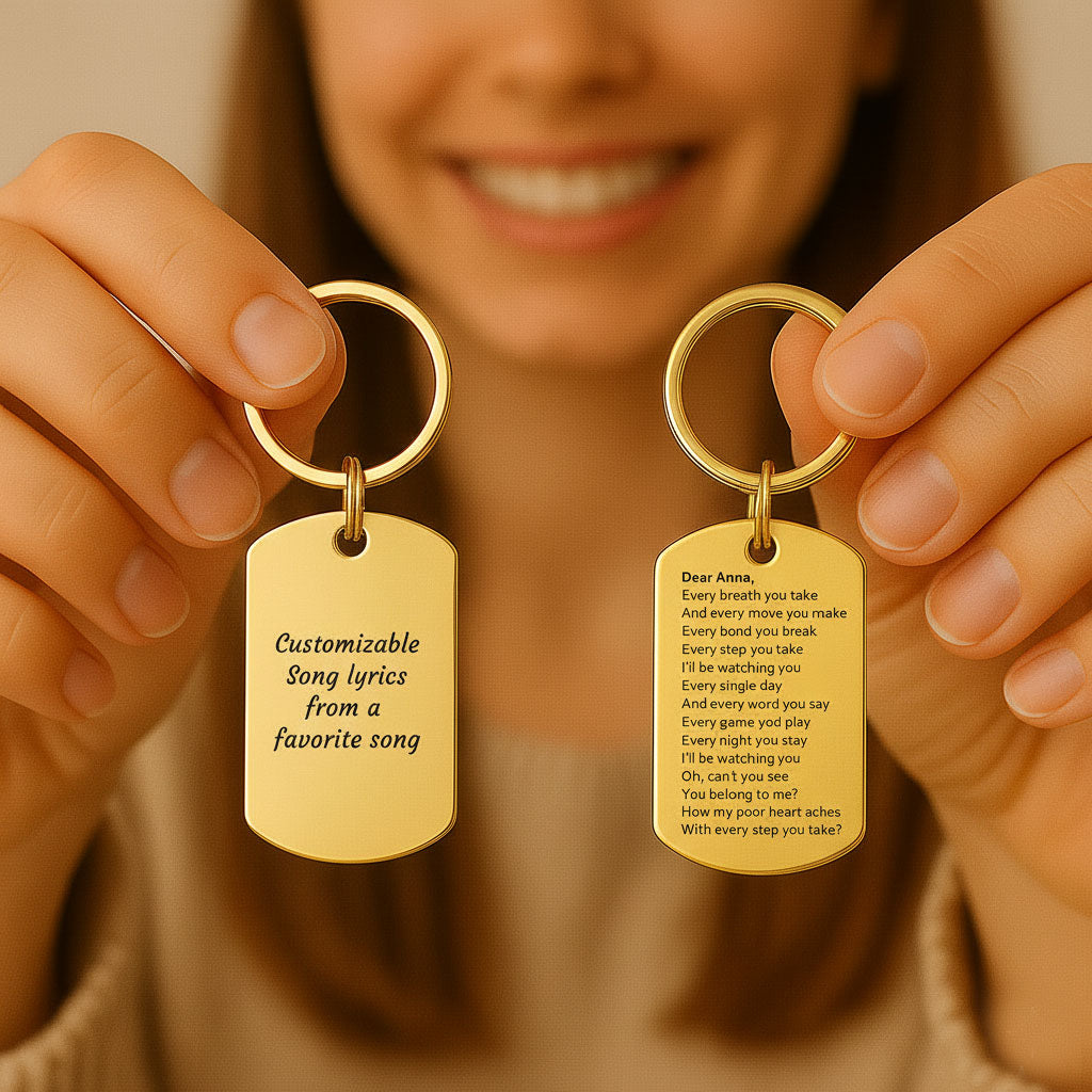 Song Lyrics engraving on keychain