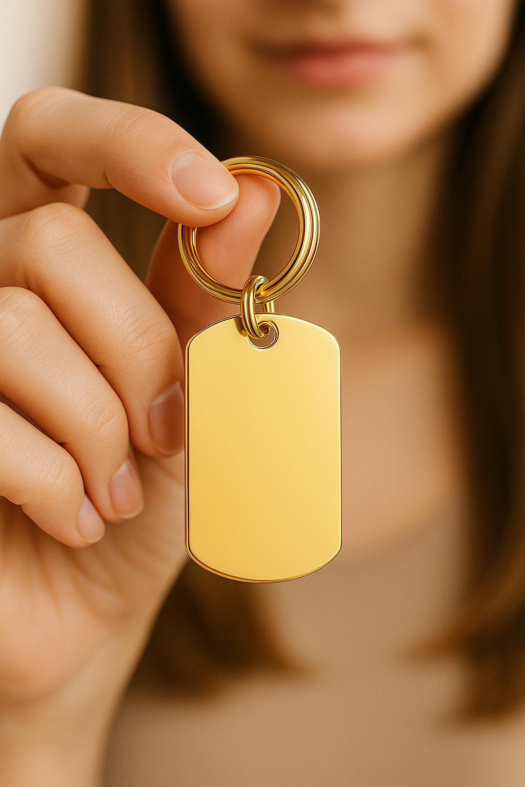 Customize a VERTICAL style Military Tag Keychain for Women & Men