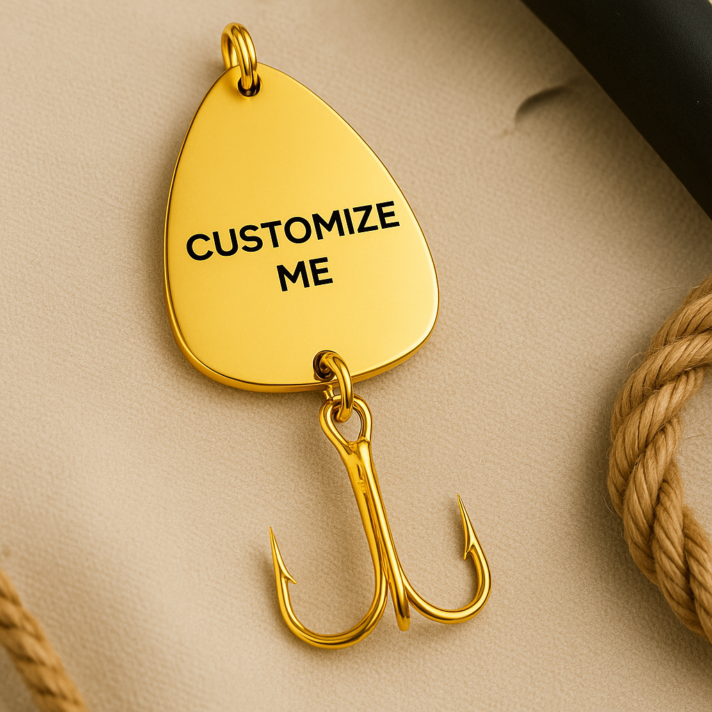 Gold color Fish Hooks custom engraved