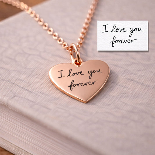 Actual Handwriting Pendant hEART SHAPE ROSE GOLD