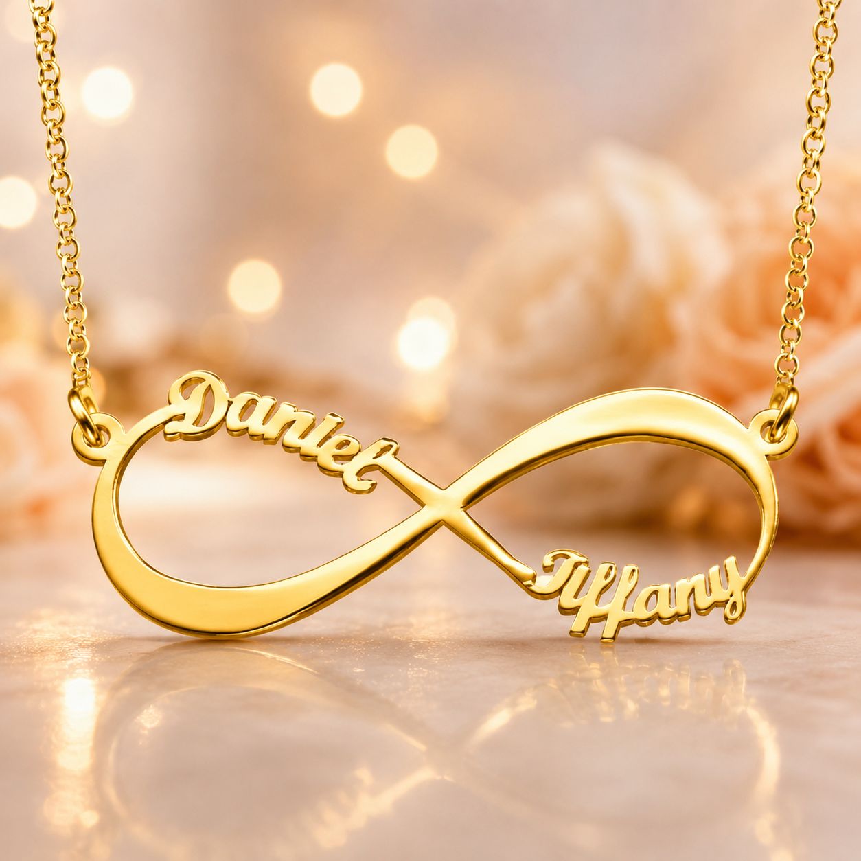Infinity Necklace with names laser cut