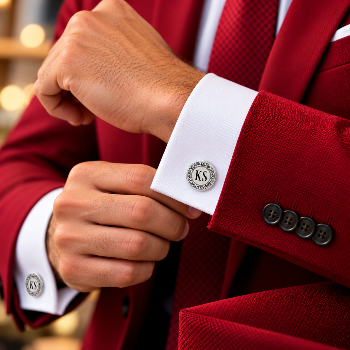 elegant monogram custom Initial silver color cufflinks
