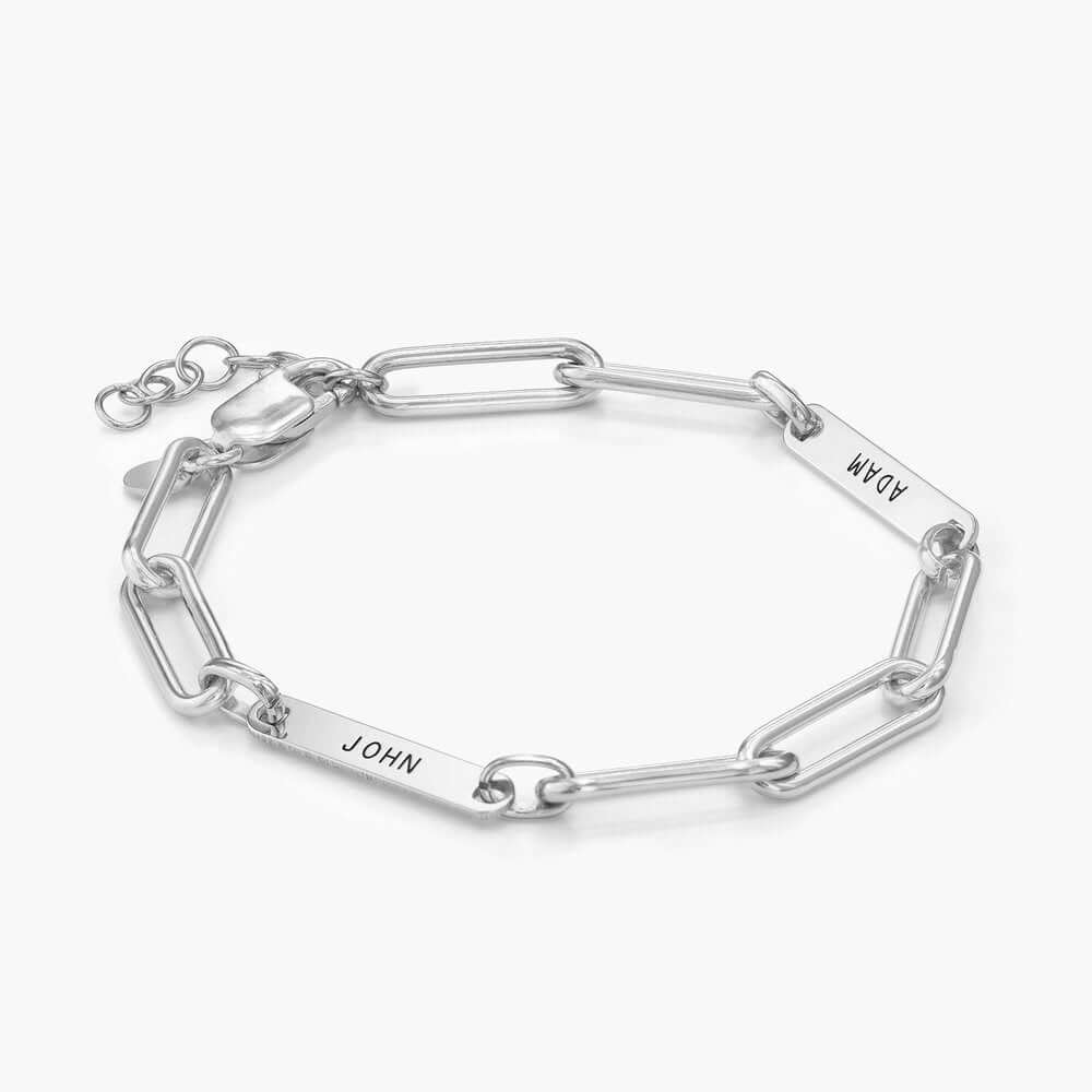 Paperclip Link Bracelet with Name Silver