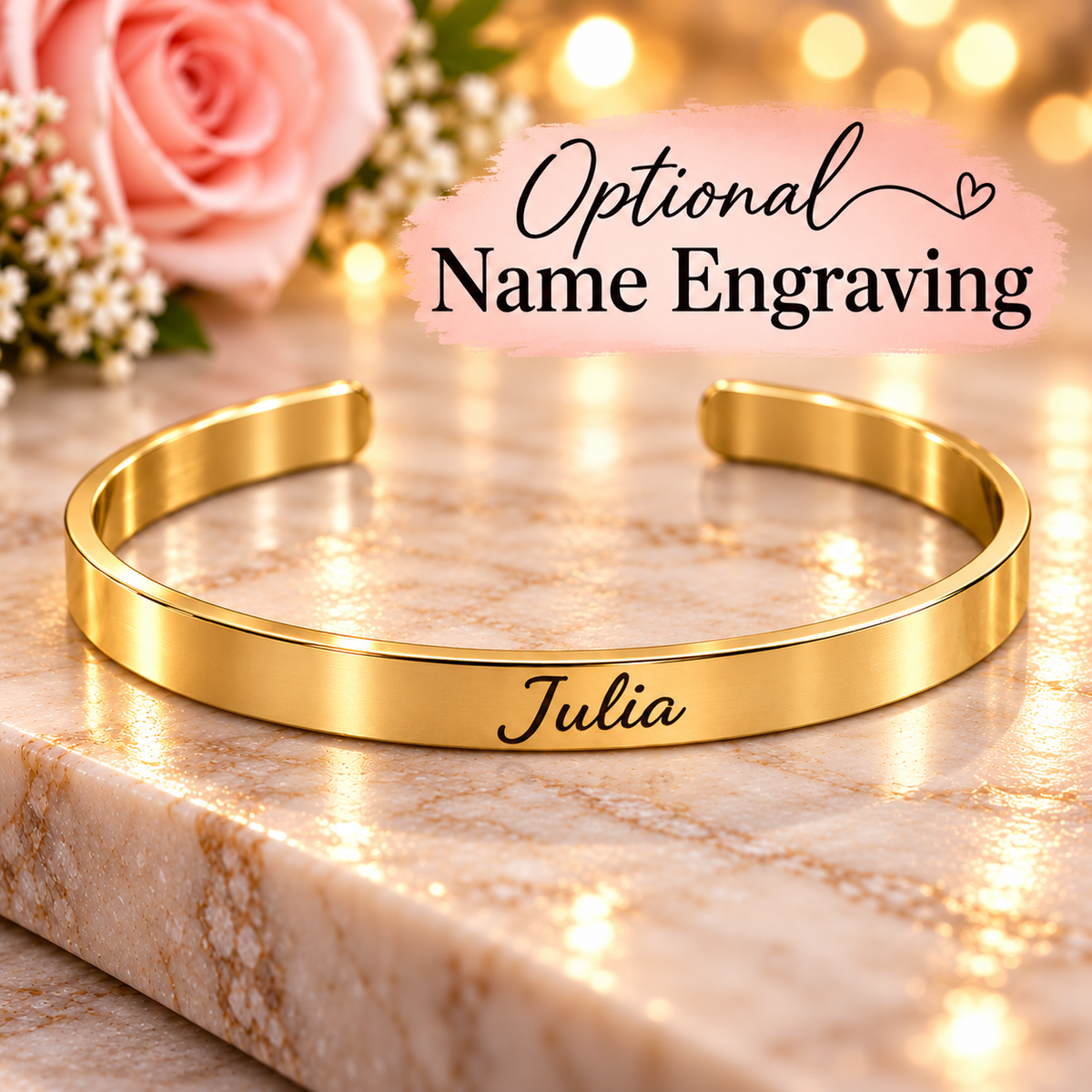 Always and Forever Engraved Cuff Bracelet – Personalized Love Bracelet, Promise Bracelet, Christmas Gift for Her