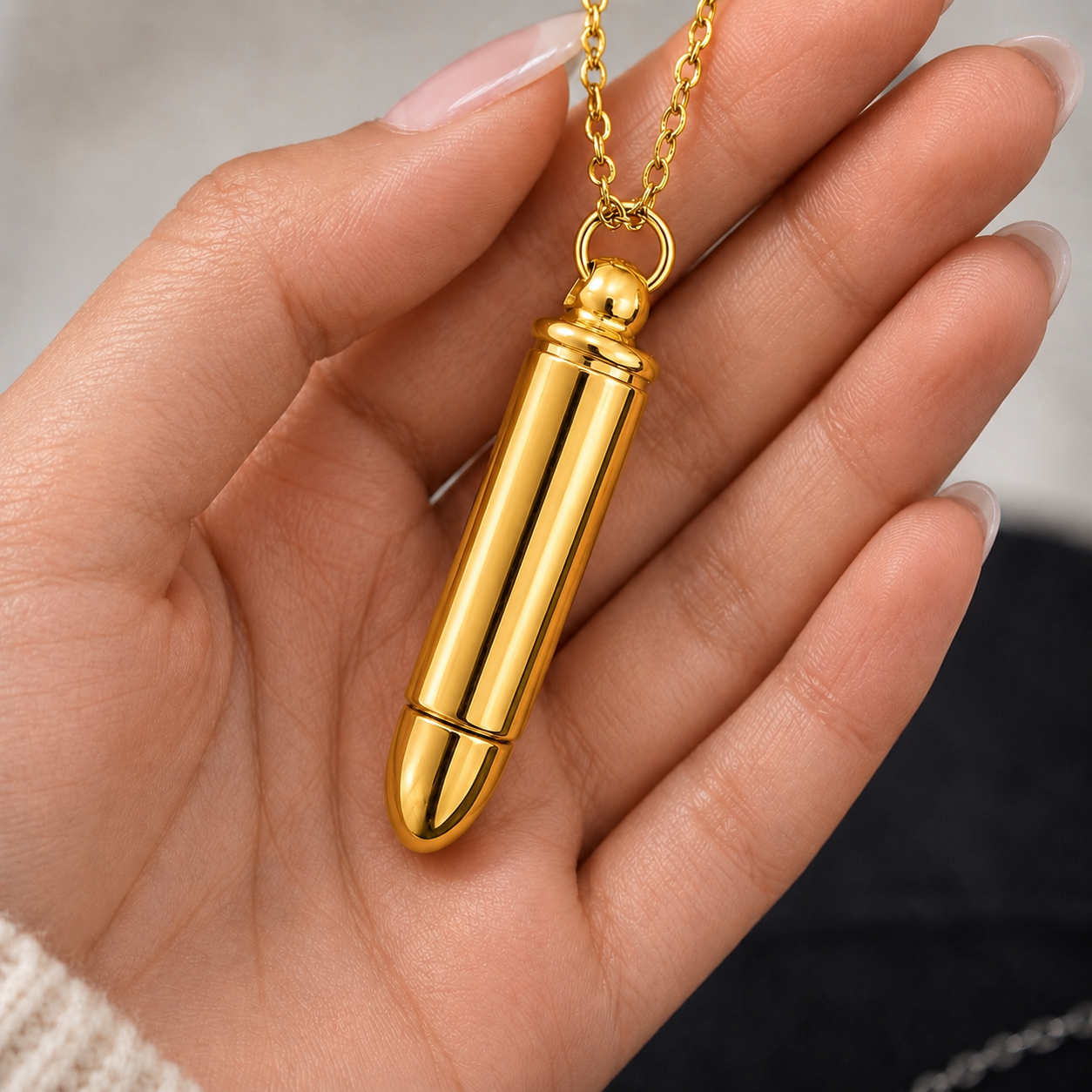 Personalized Cremation Ashes Bullet pendant necklace