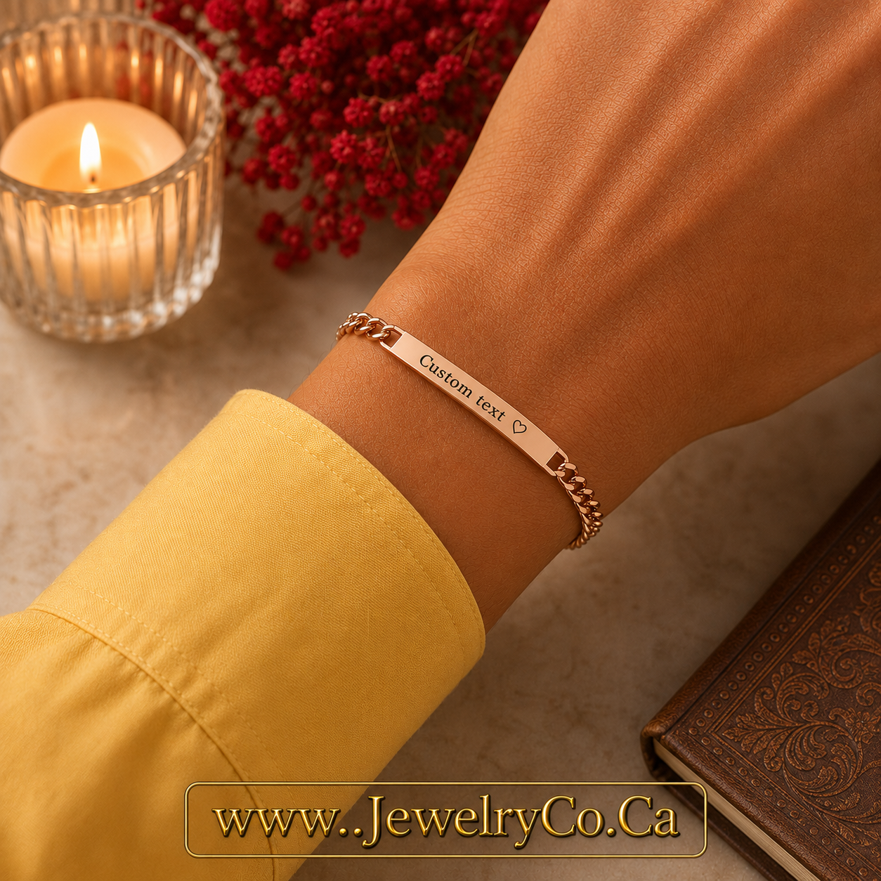 Personalized Engraved Chain Link Bracelet rose gold