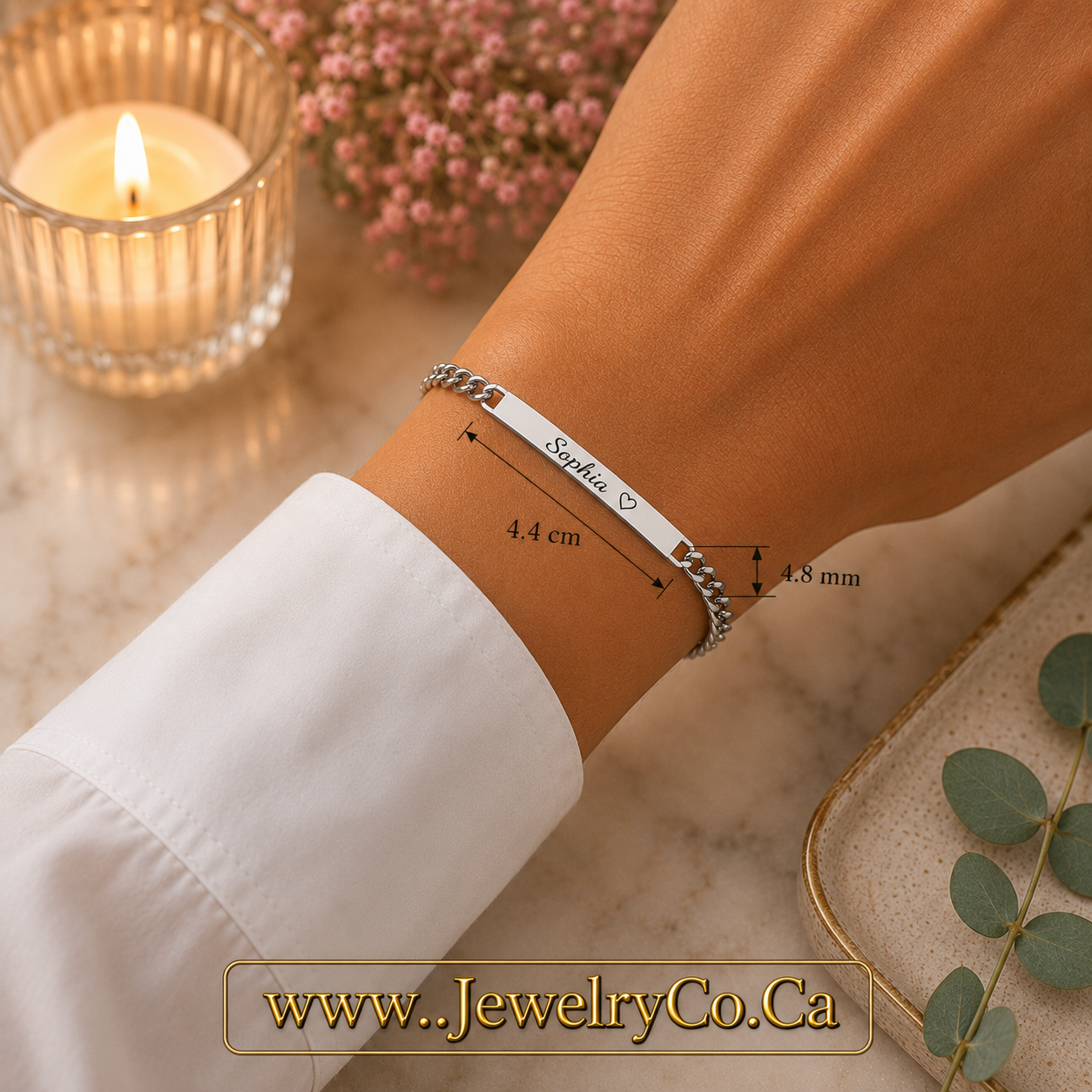 Personalized Engraved Chain Link Bracelet silver
