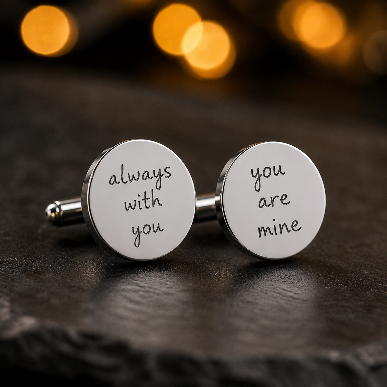 Personalized hand writing Round Cufflinks Gold and silver silver